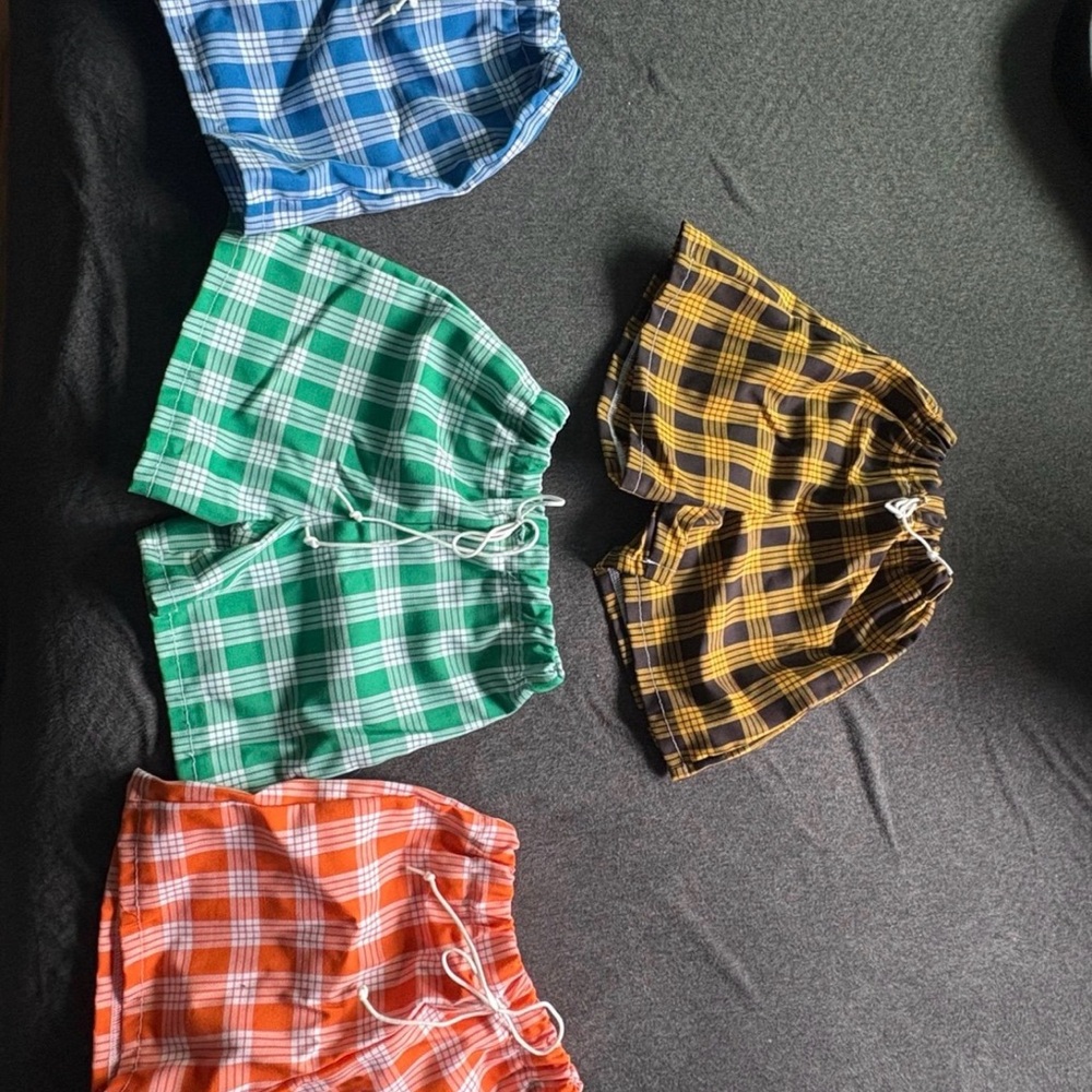 Plaid Patterned Shorts Set